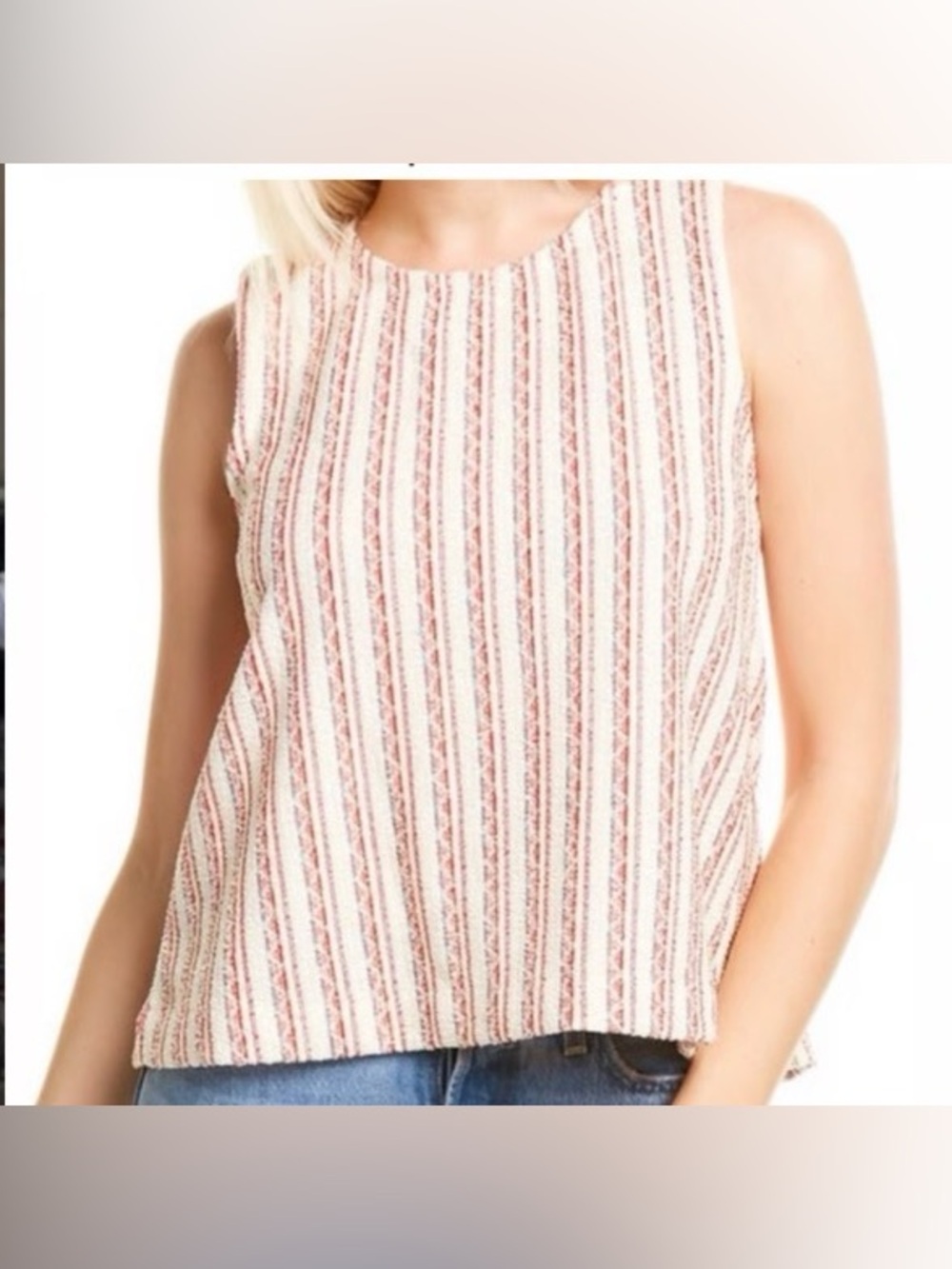 Madewell Boucle Stripe Cross Back Textured Knit Tank Top Size XL - Picture 10 of 10
